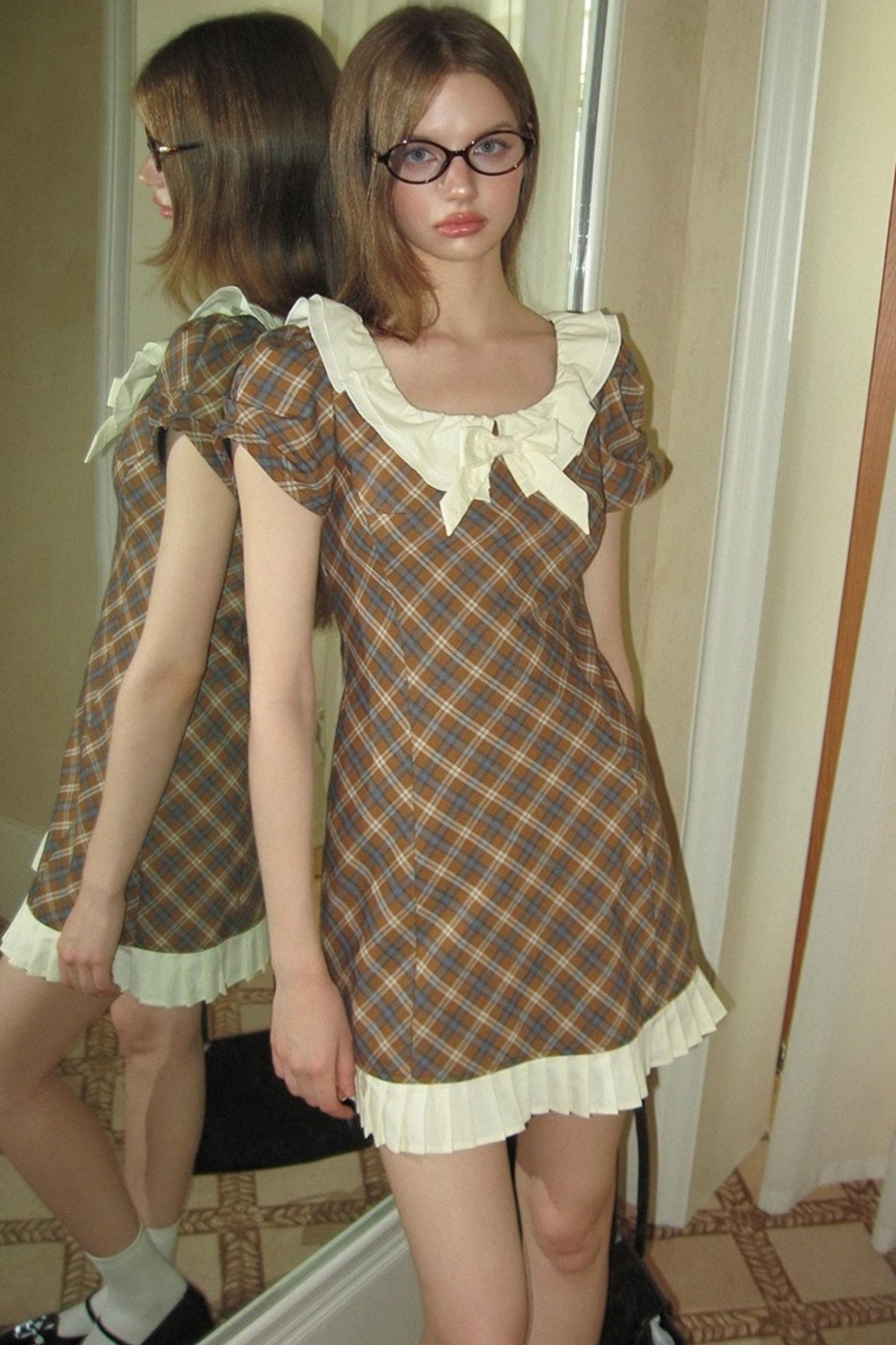 Check A-Line Waist Dress