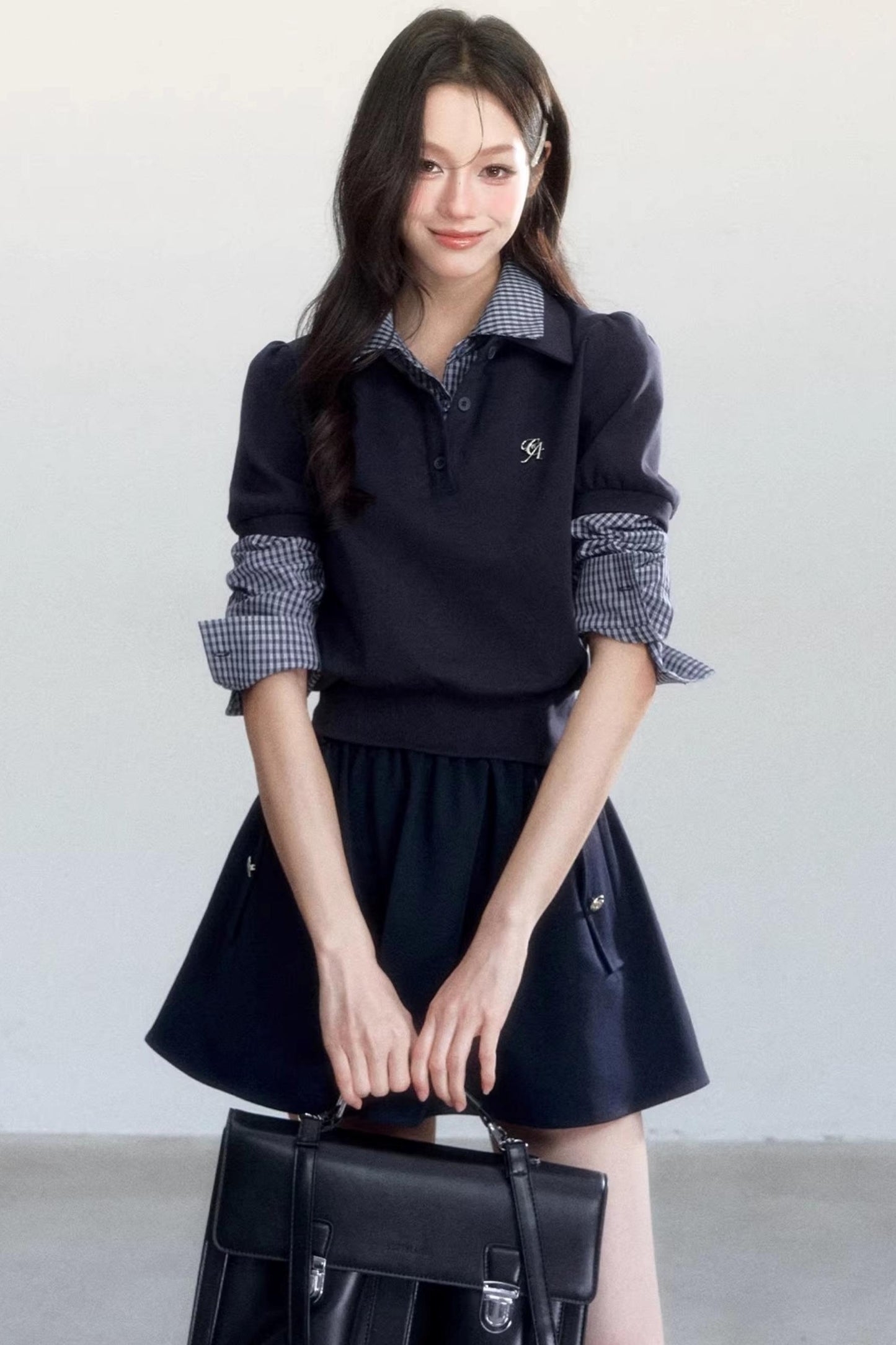 Vintage Plaid Two-Piece Top