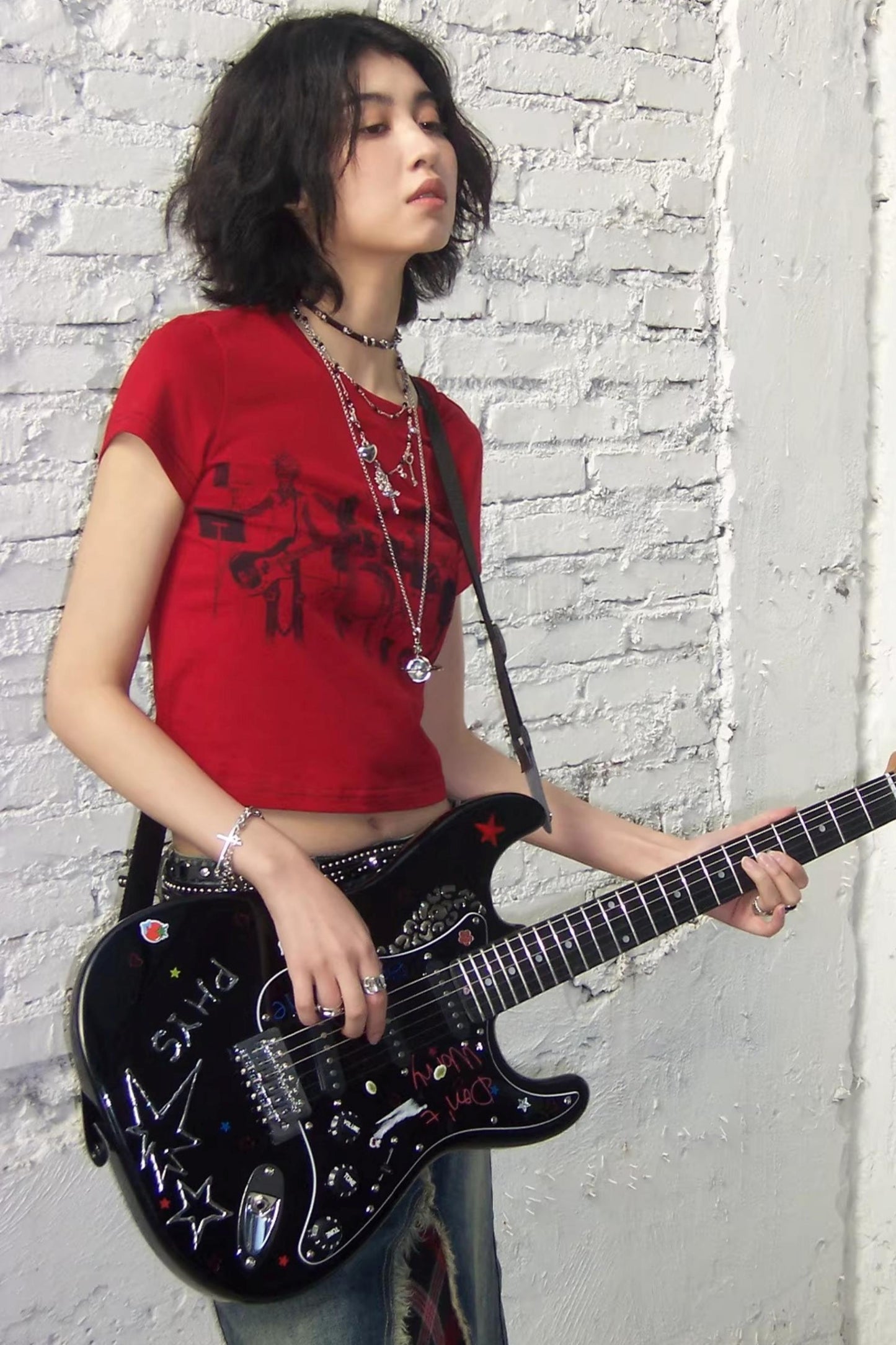 Retro Red Printed Top