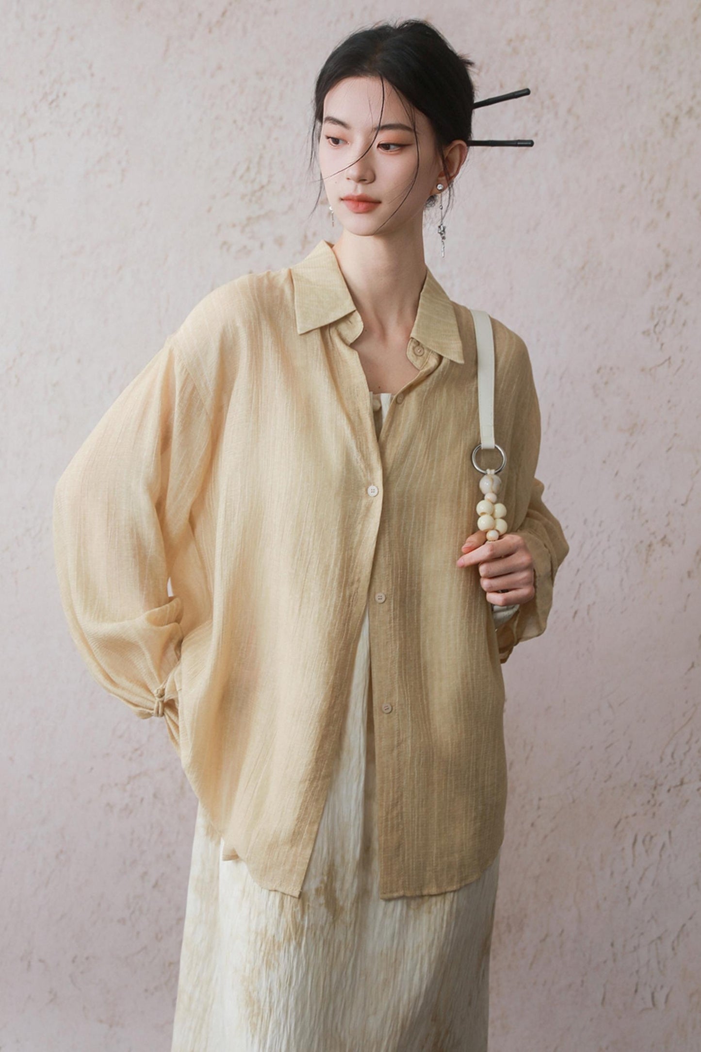 Sun-Protective Yellow Striped Shirt