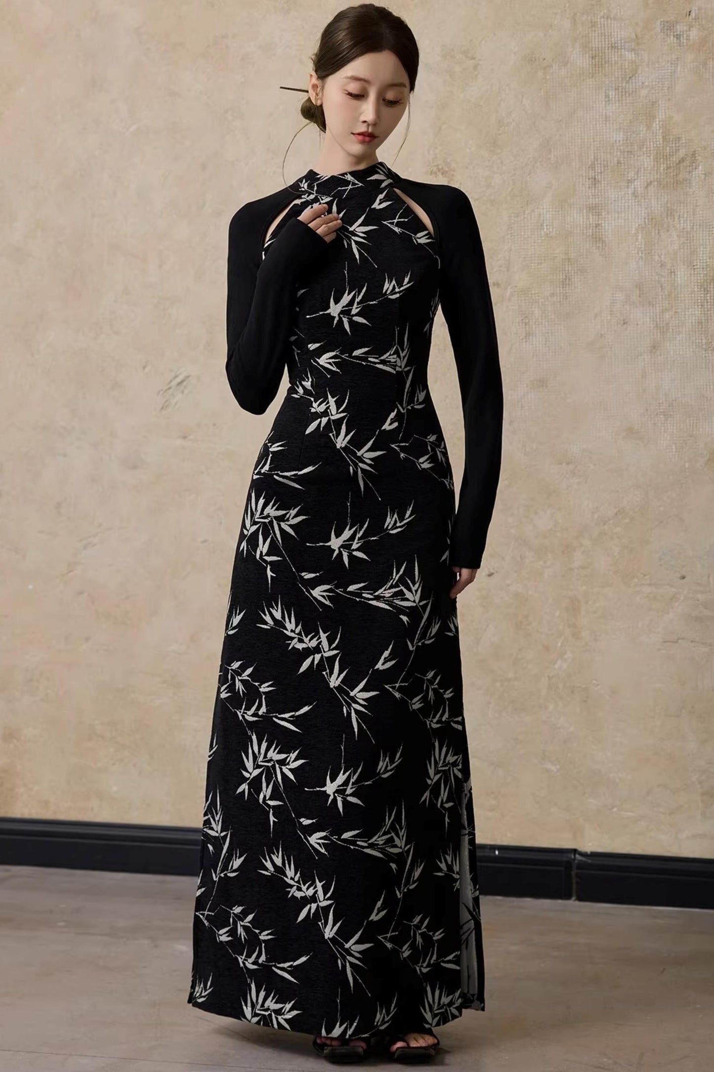 Bamboo Leaf Cheongsam Dress