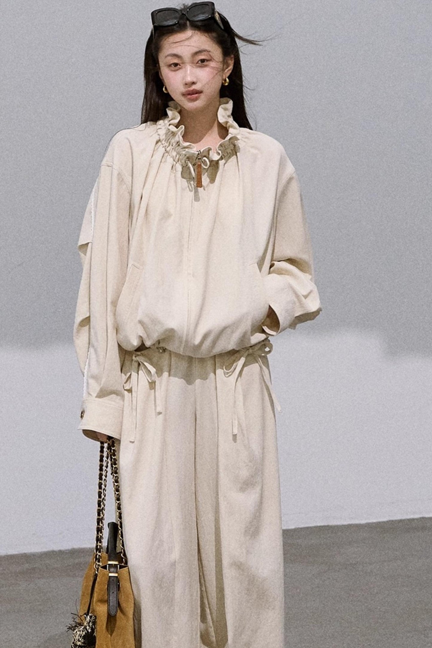 Embroidered Lace Panels Trousers & Jacket Set-Up