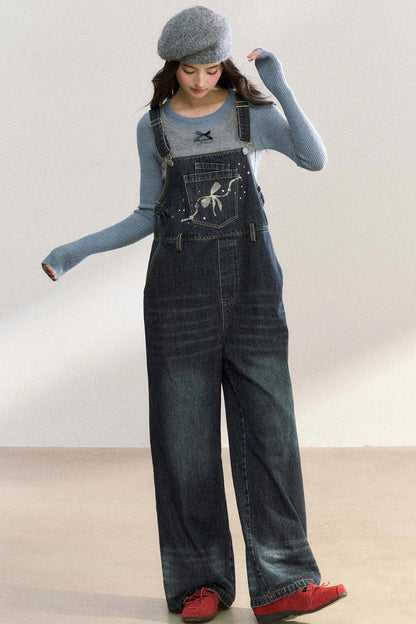 Vintage Washed Bib Jumpsuit Pants