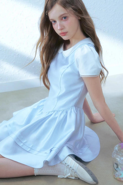 Satin Blue College Dress