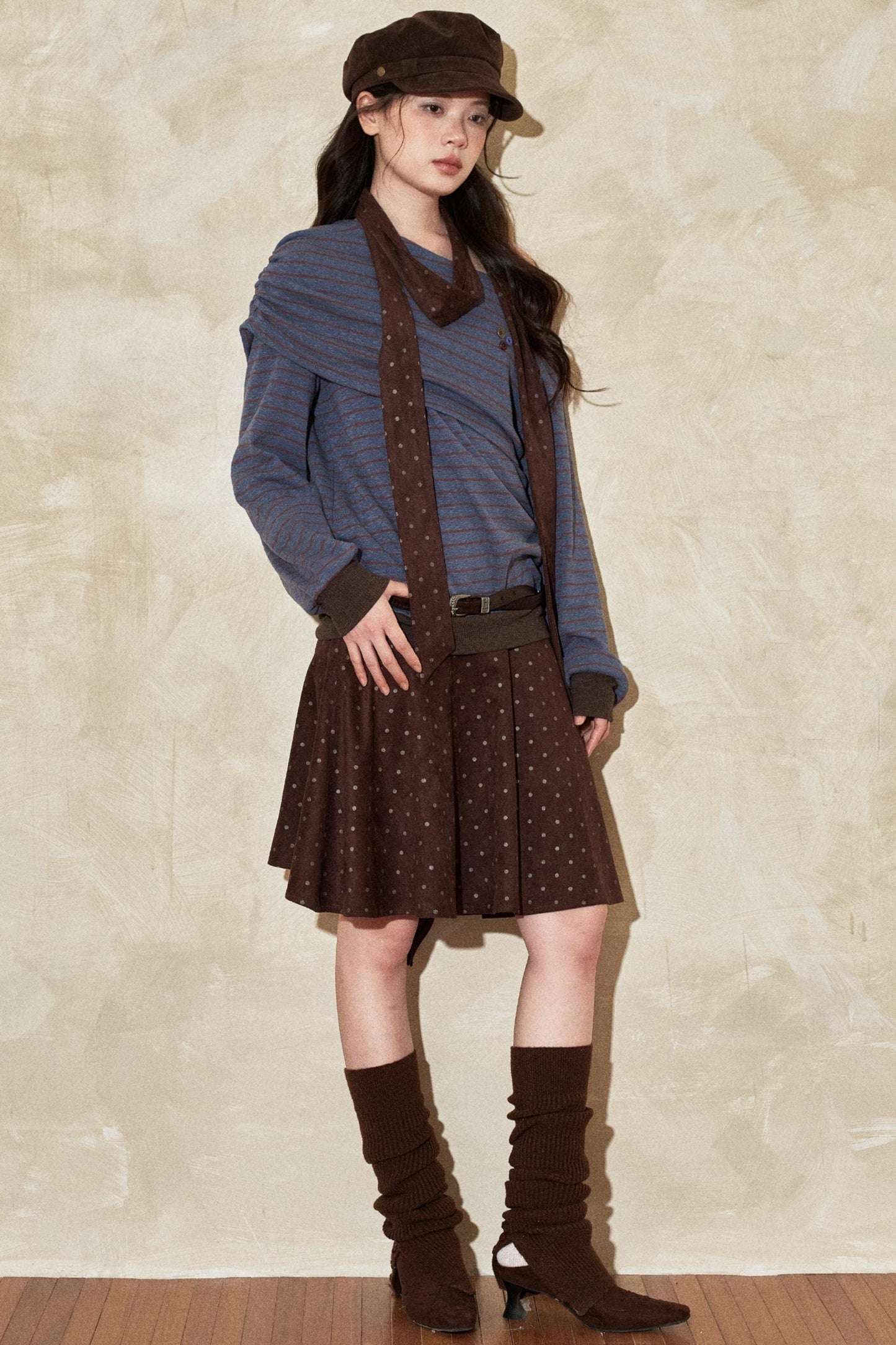 Retro Striped Off-Shoulder Top