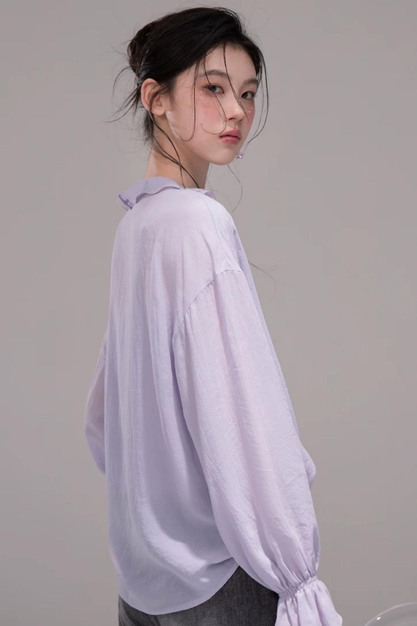 Acetate Deep Purple Blouse Set