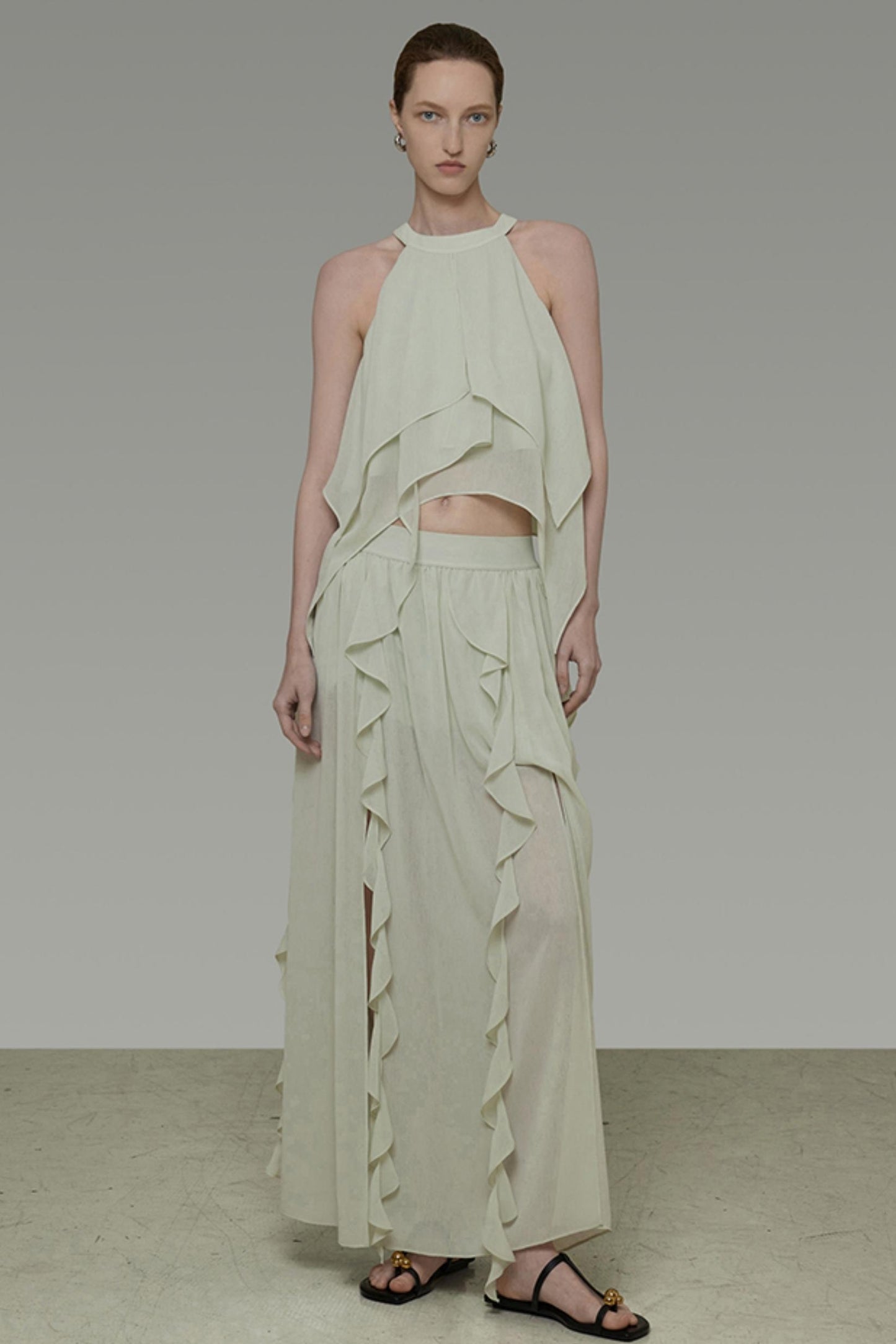 Flutter Belt Midi Skirt