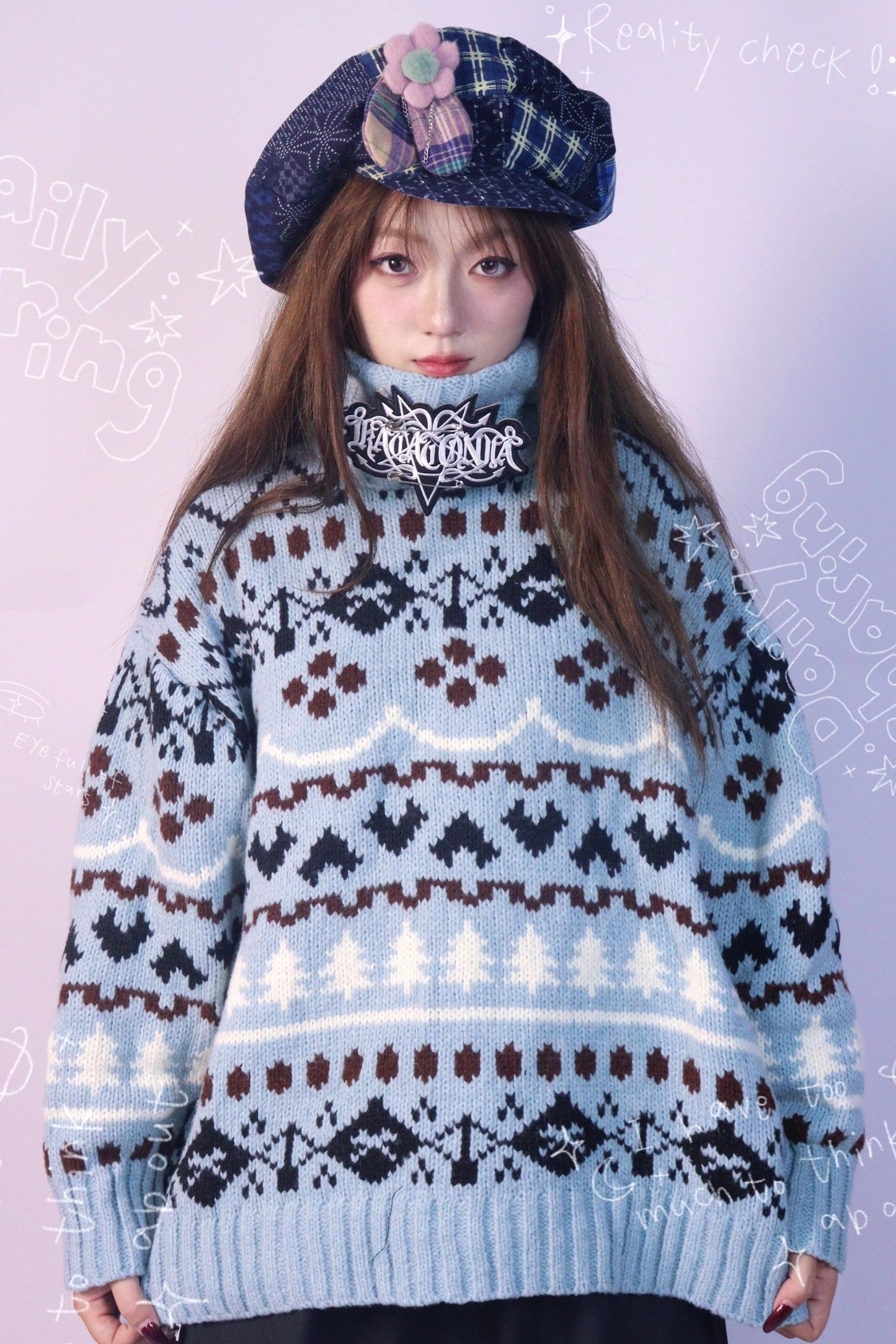 Floral Navy Patchwork Newsboy Cap