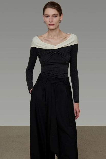 Elegant Collar Knitwear Top