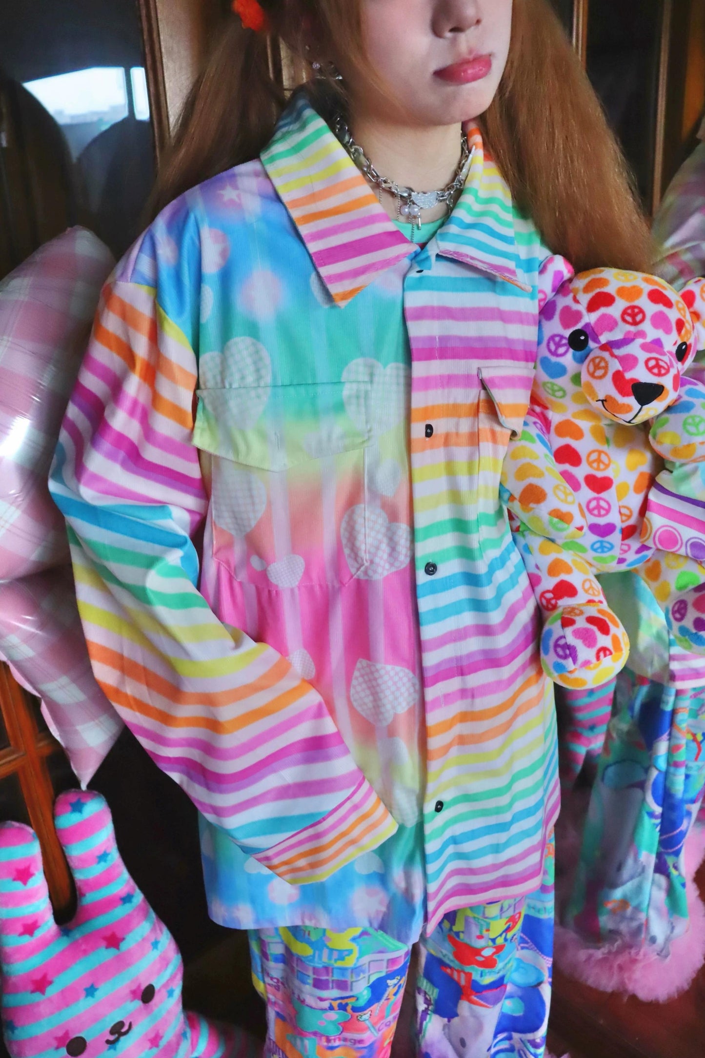 Rainbow Striped Loose Shirt