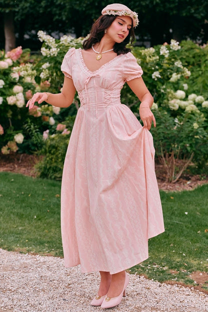 Peach V-Neck Slimming Dress