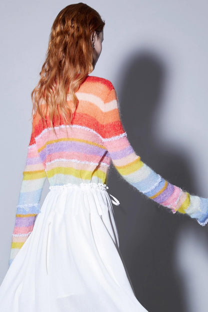 Sunset Rainbow Mohair Wool Cardigan