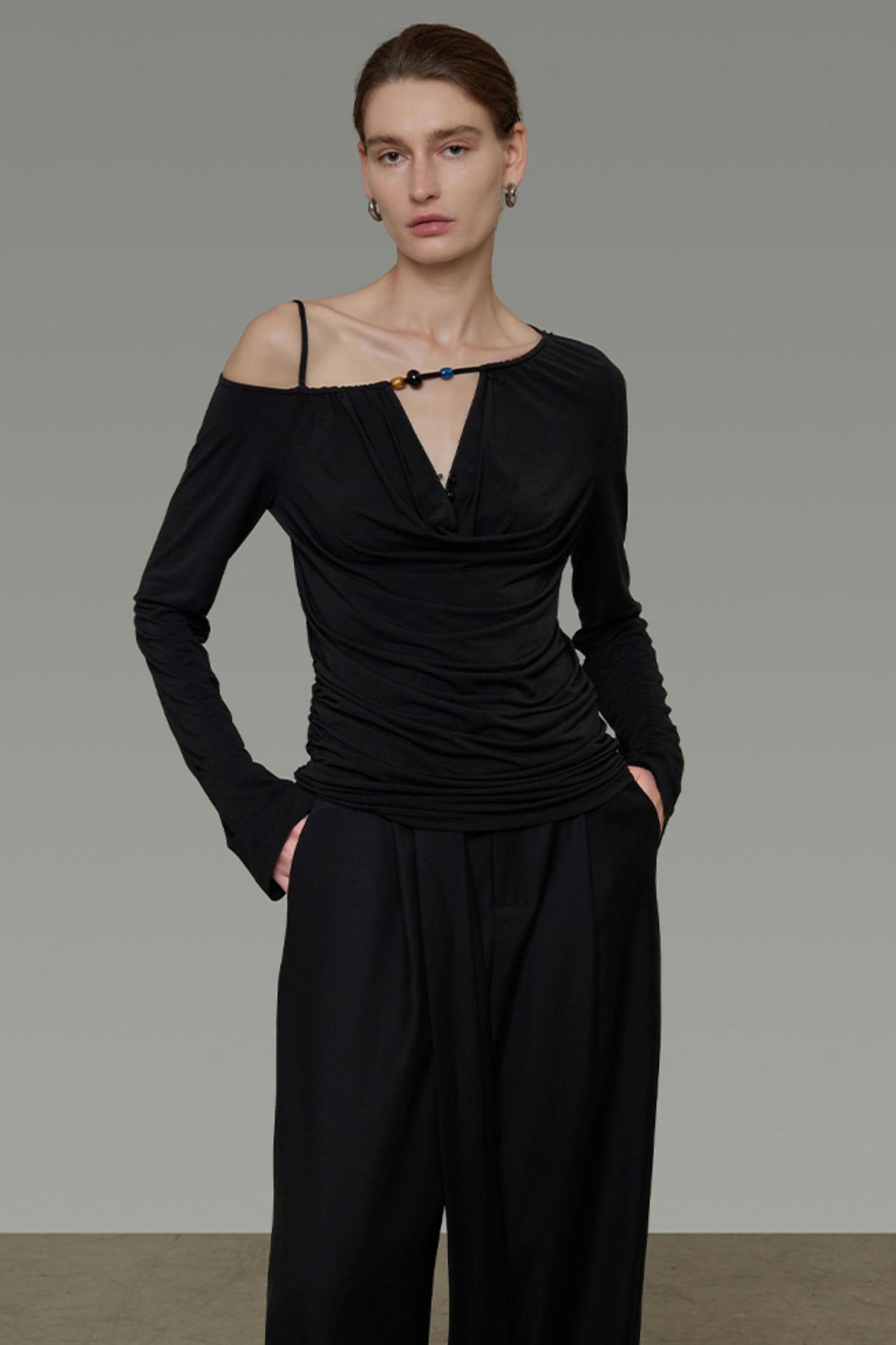 Irregular Slanted Shoulder Top