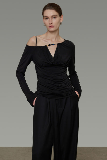 Irregular Slanted Shoulder Top