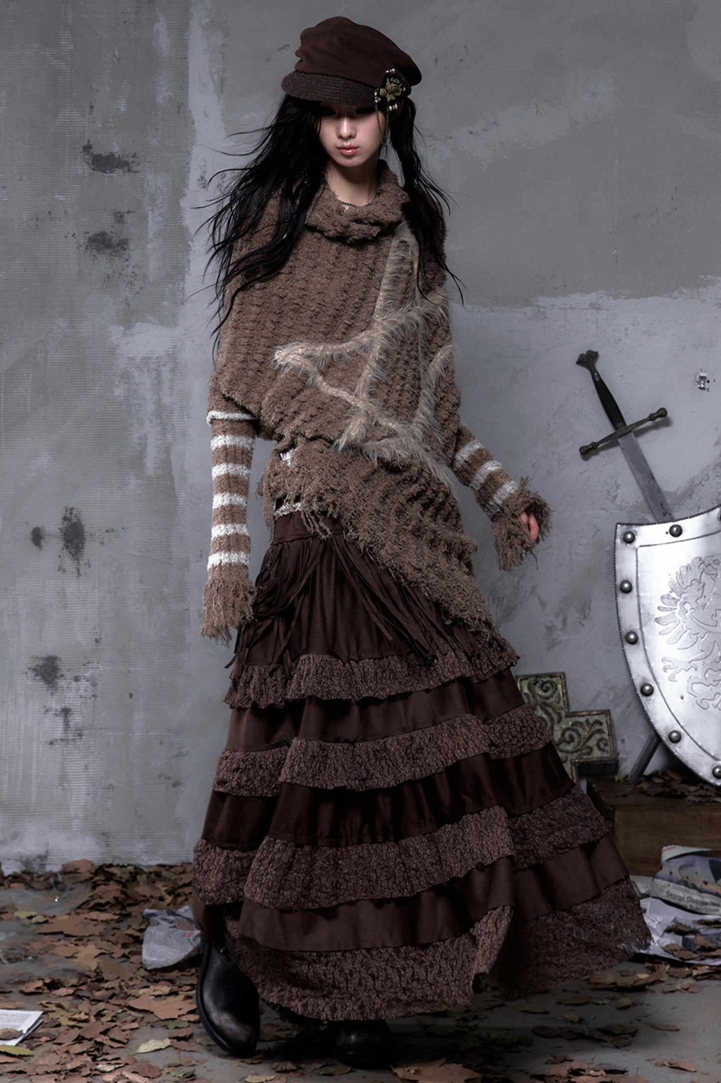 Lace Suede Tassel Skirt