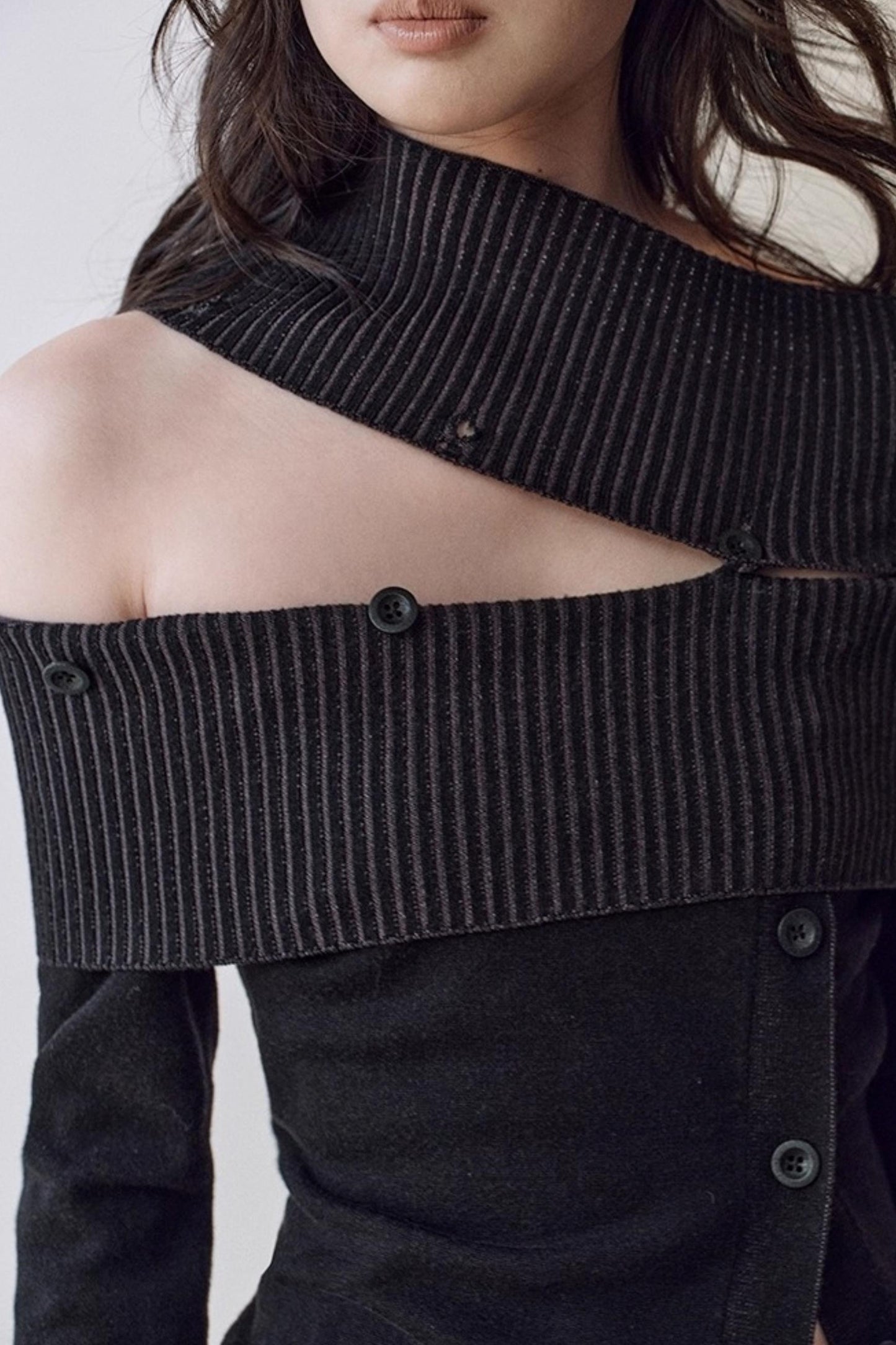 Slim One-Shoulder Knitted Sweater