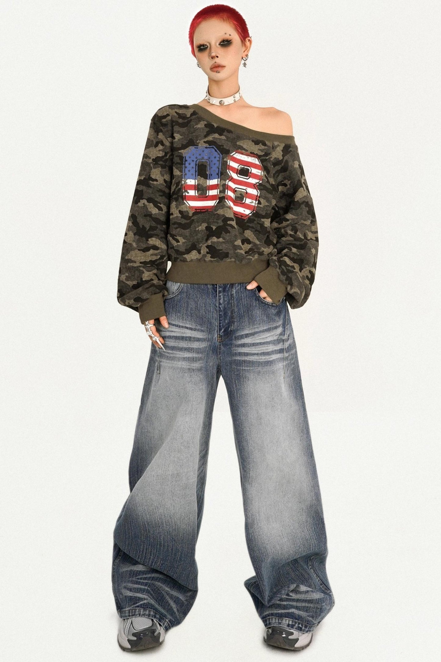 American Retro Camouflage Sweatshirt