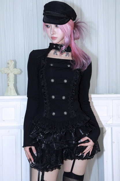 Velvet Double-Breasted Top