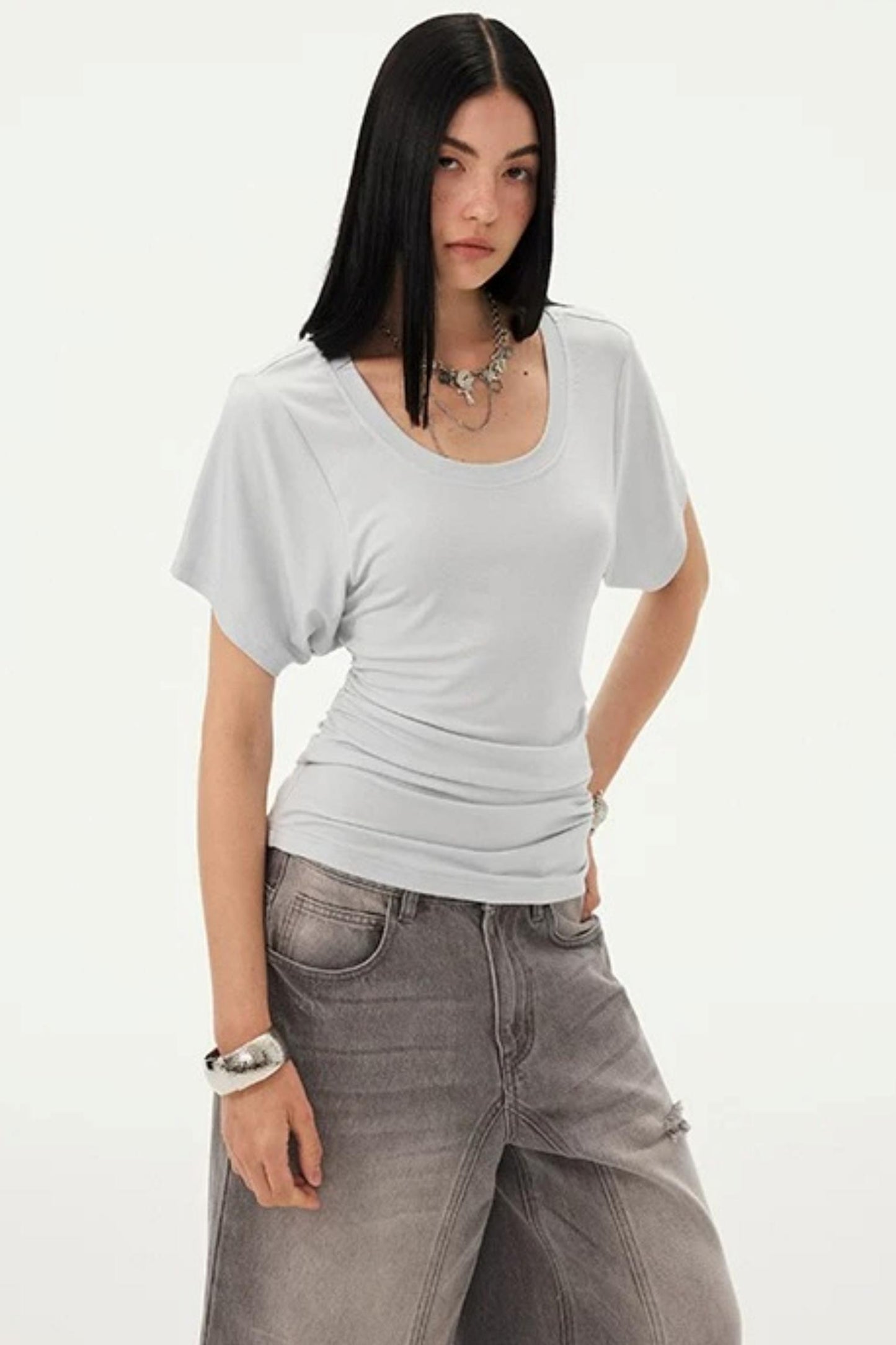 Diddimodau Ruched Waist Knit Blouse