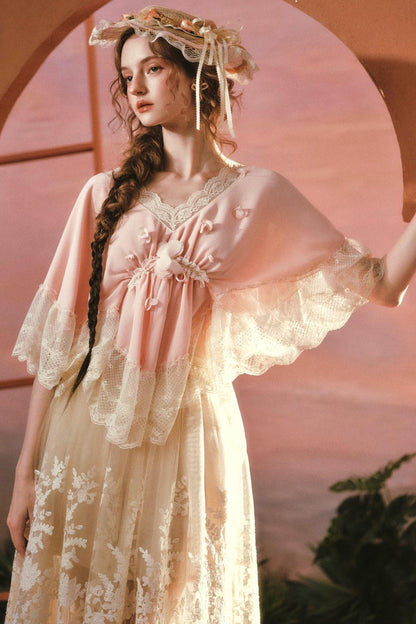 French V-Neck Lace Top