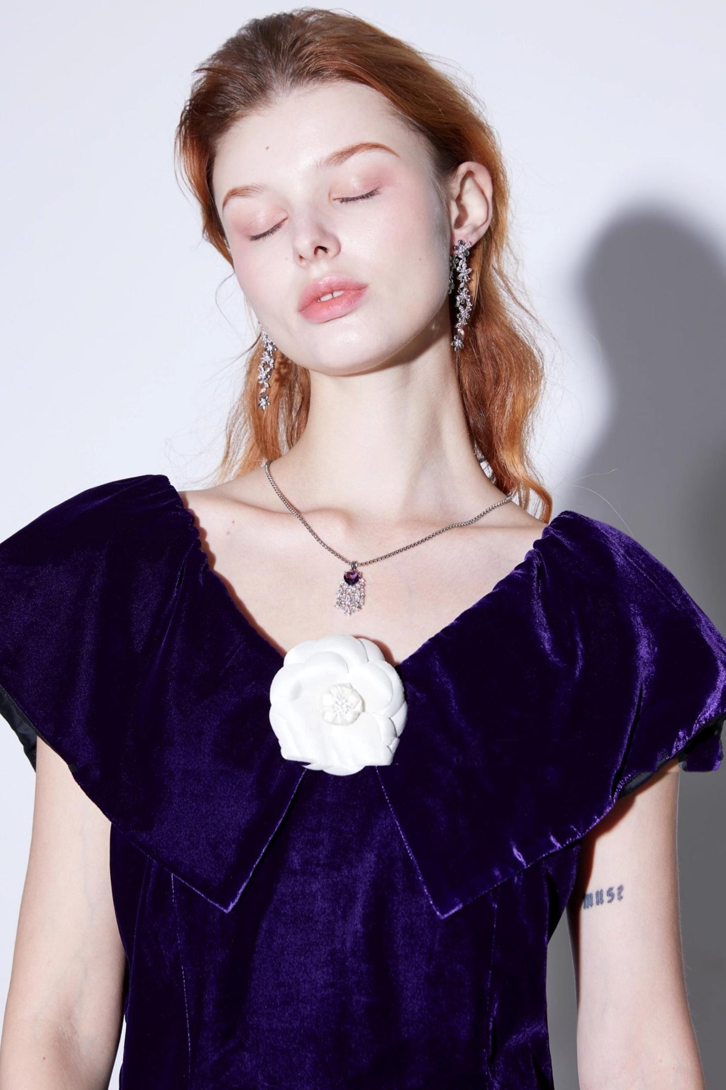 Flower Cluster Zircon White Gold Irregular Tassel Earrings