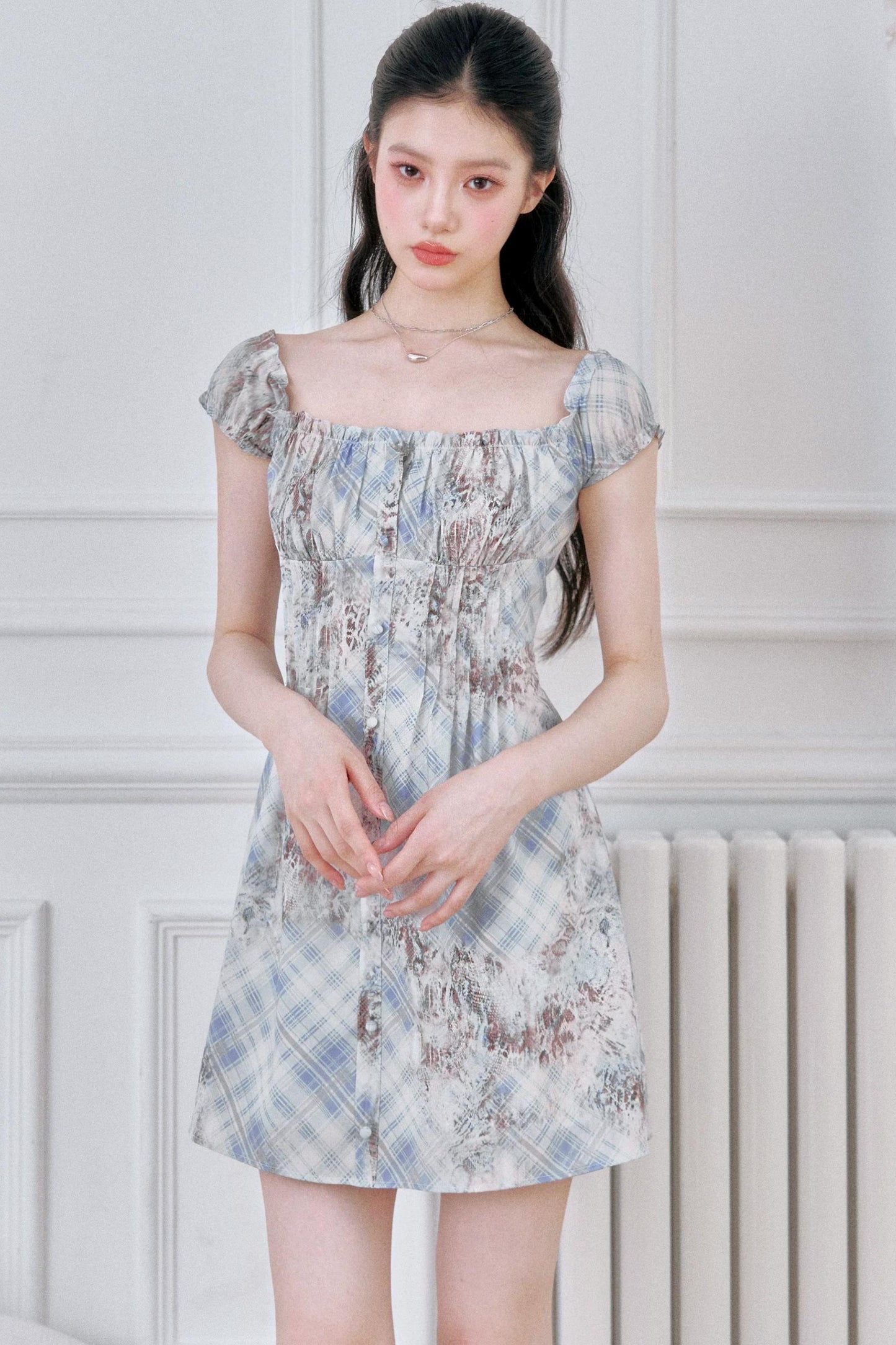 Retro French Plaid A-Line Dress