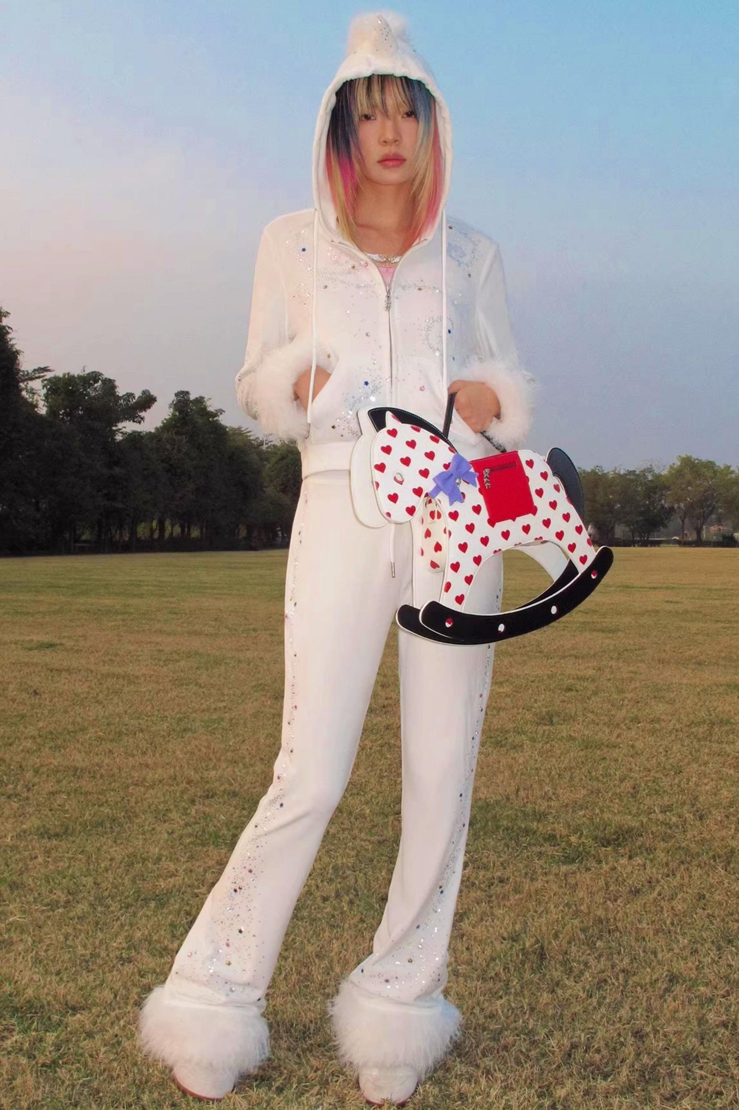 Unicorn Velvet Flared Pants
