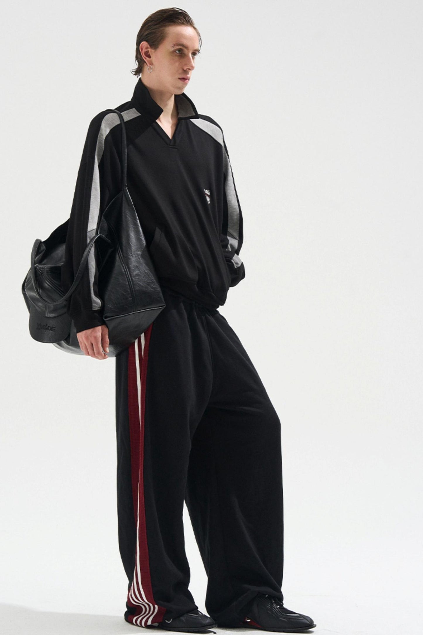 Contrasting Long Sleeve Polo Sweatshirt