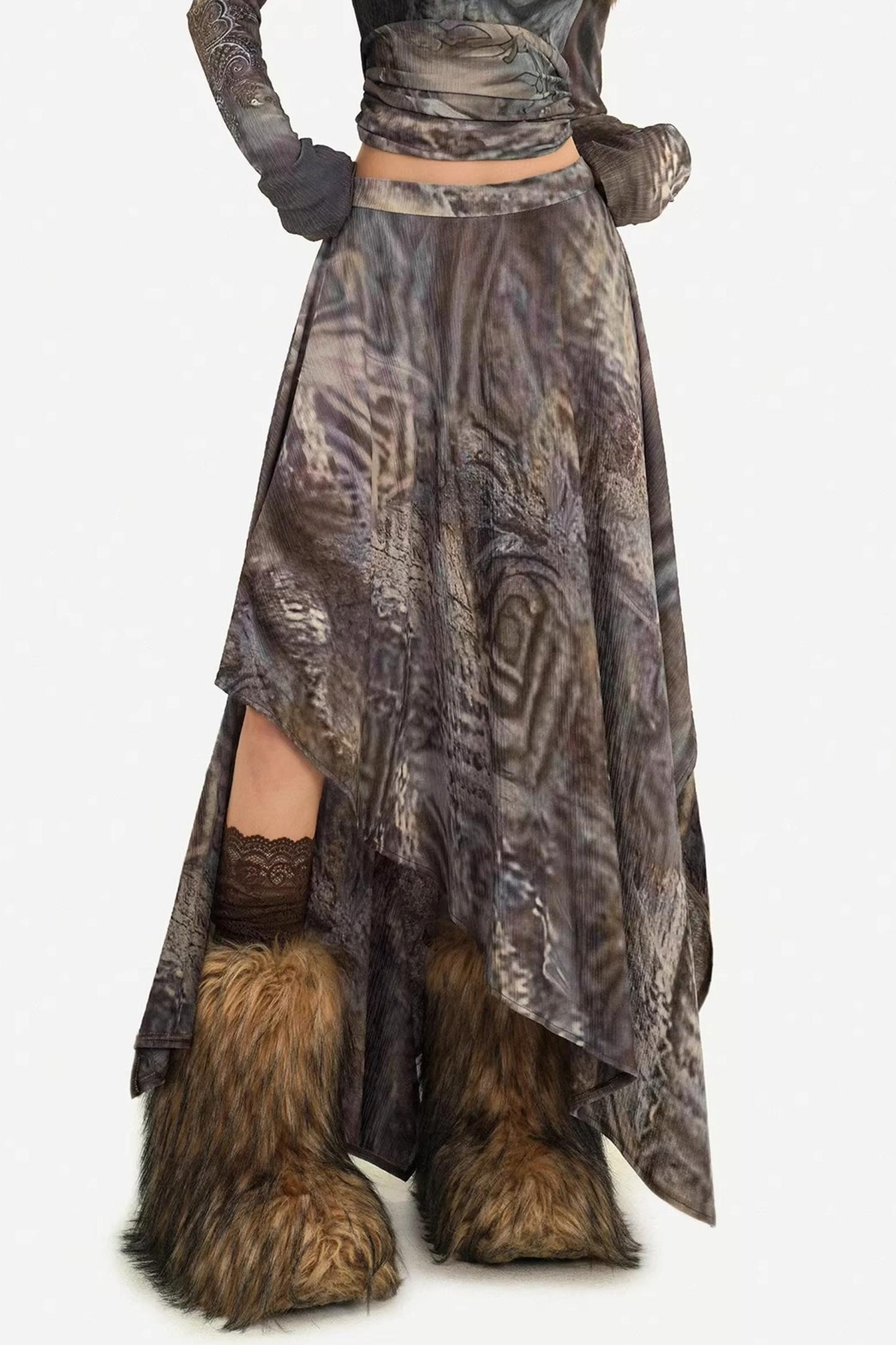 Retro Fur Collar Two-Piece Suit Set