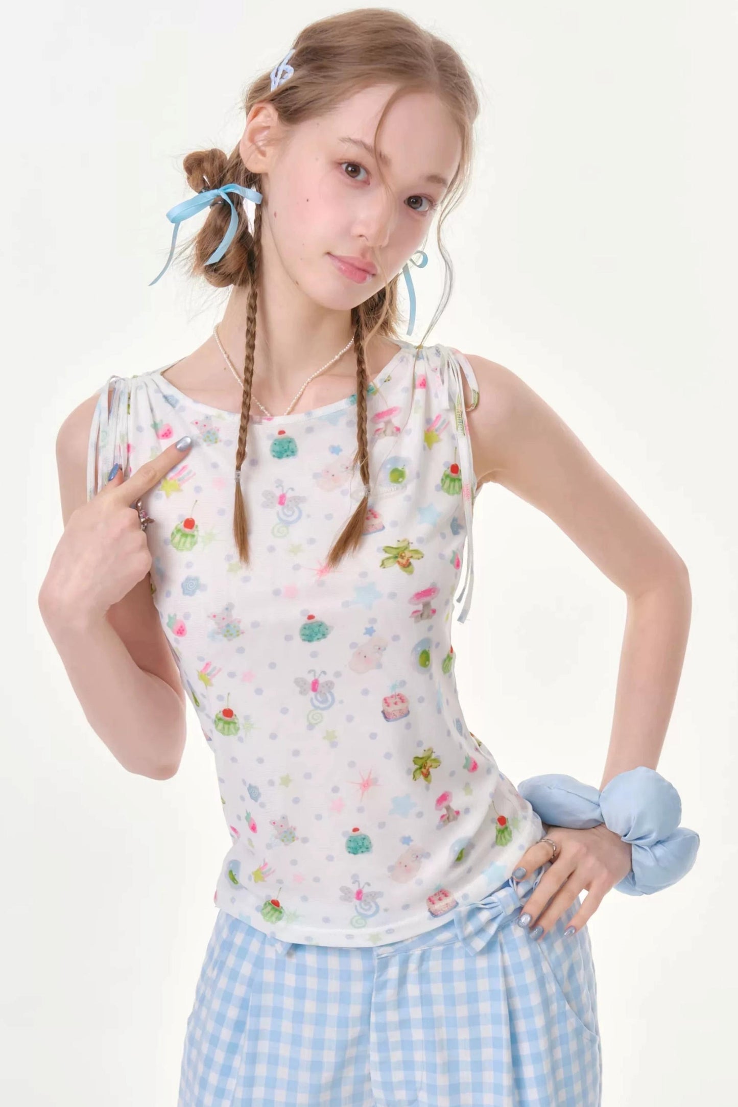 Polka Dot Off-Shoulder Vest