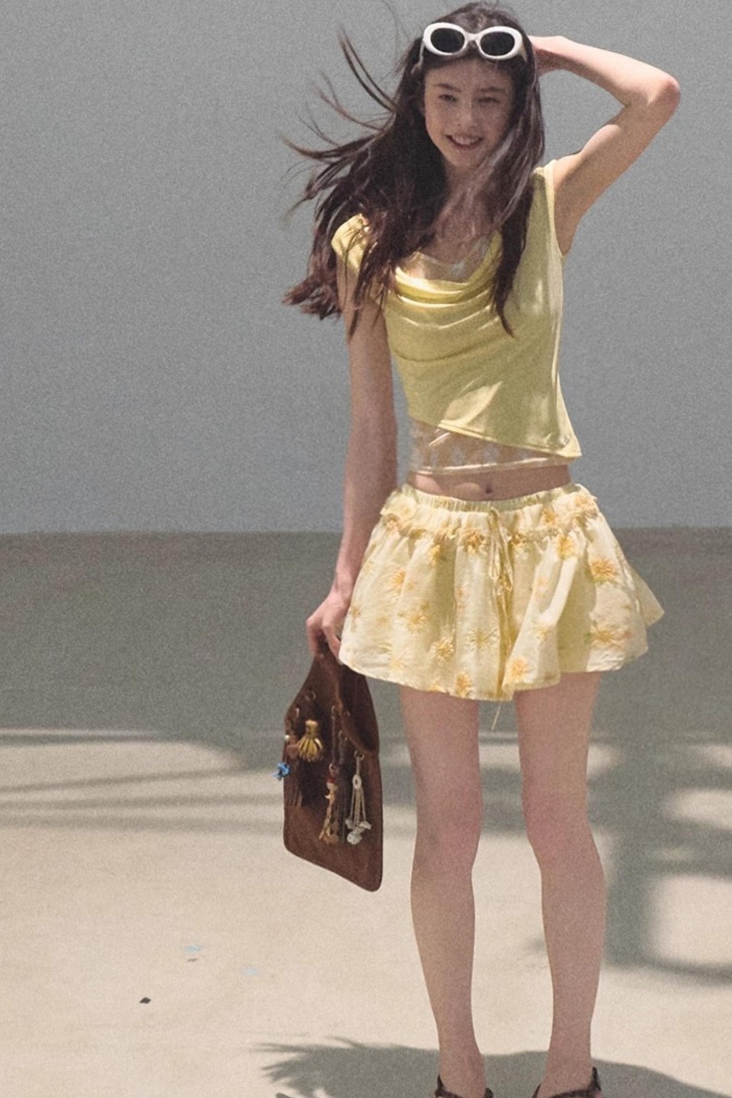 Embroidered Lyocell Puffy A-Line Skirt