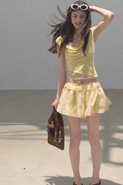 Embroidered Lyocell Puffy A-Line Skirt