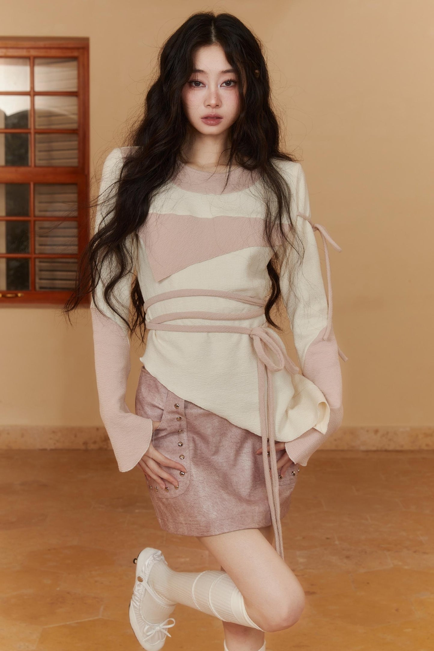 Luxury White Pink Top