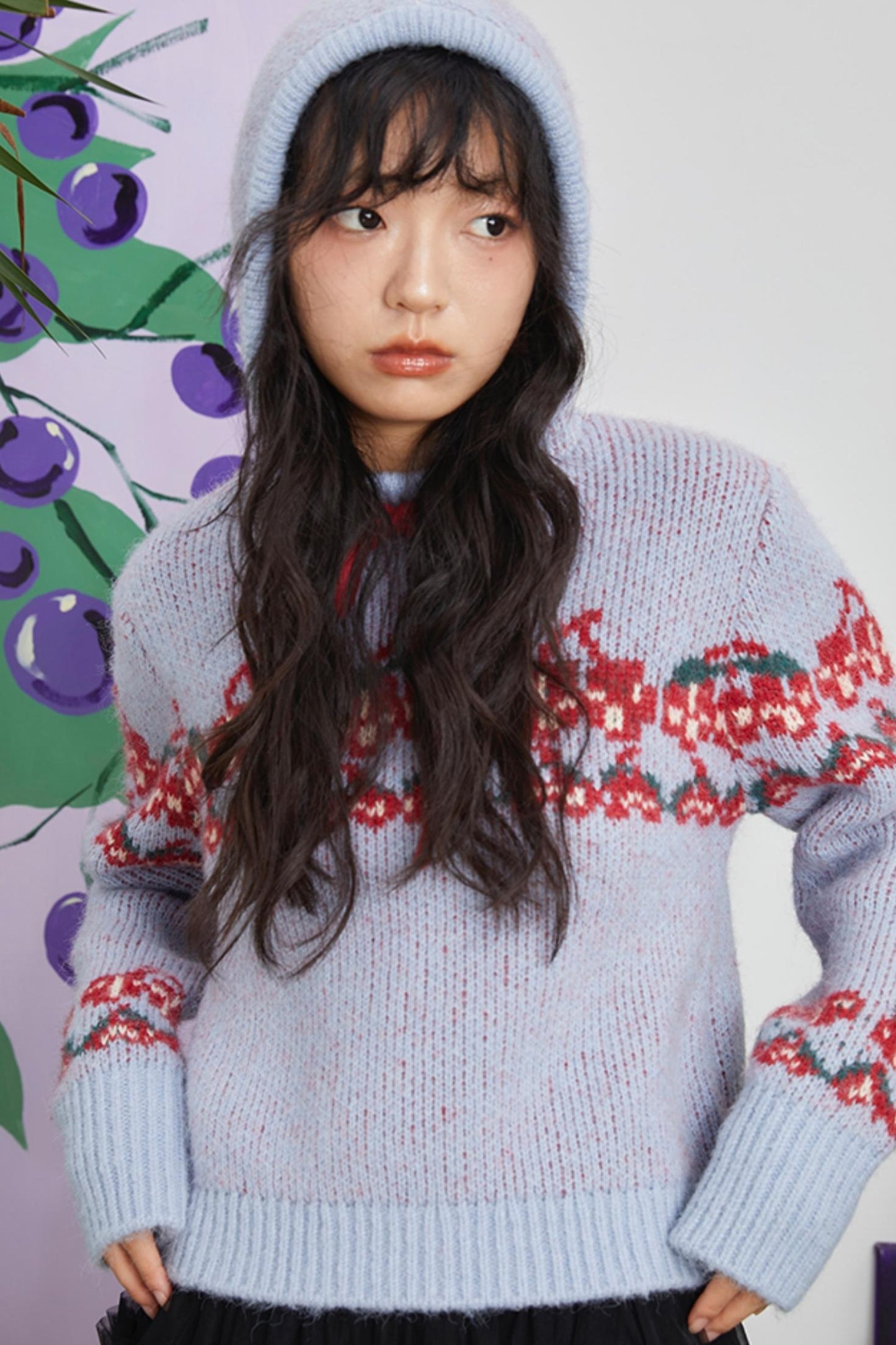 Retro Cherry Jacquard Sweater