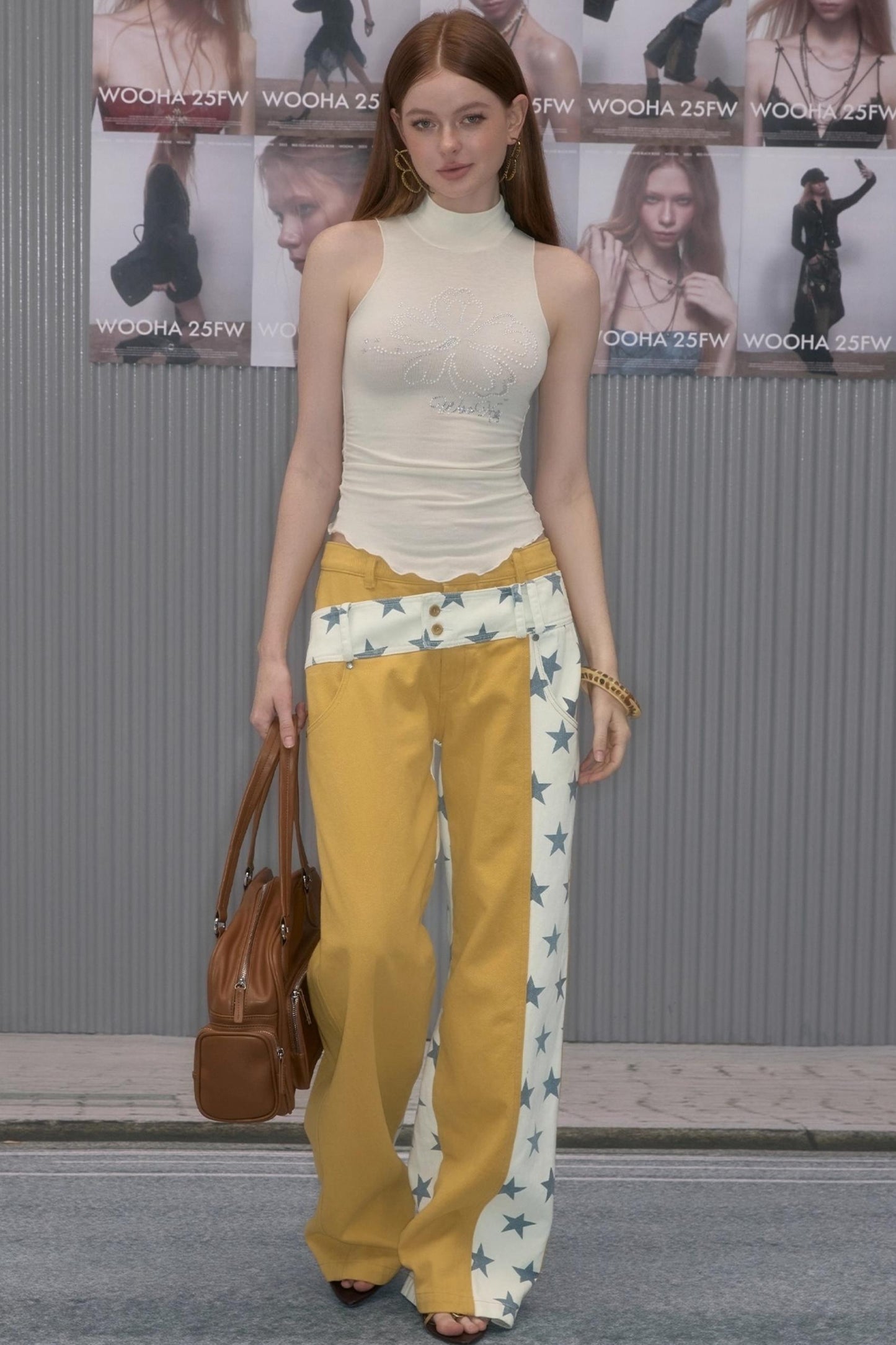 Star Stitching Straight Pants