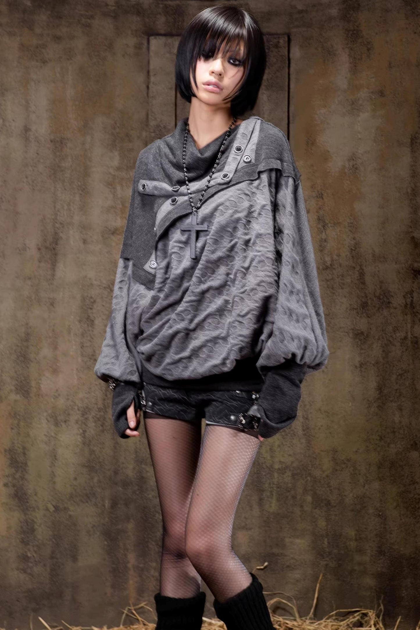 Turtleneck Batwing Sleeve Knit Top