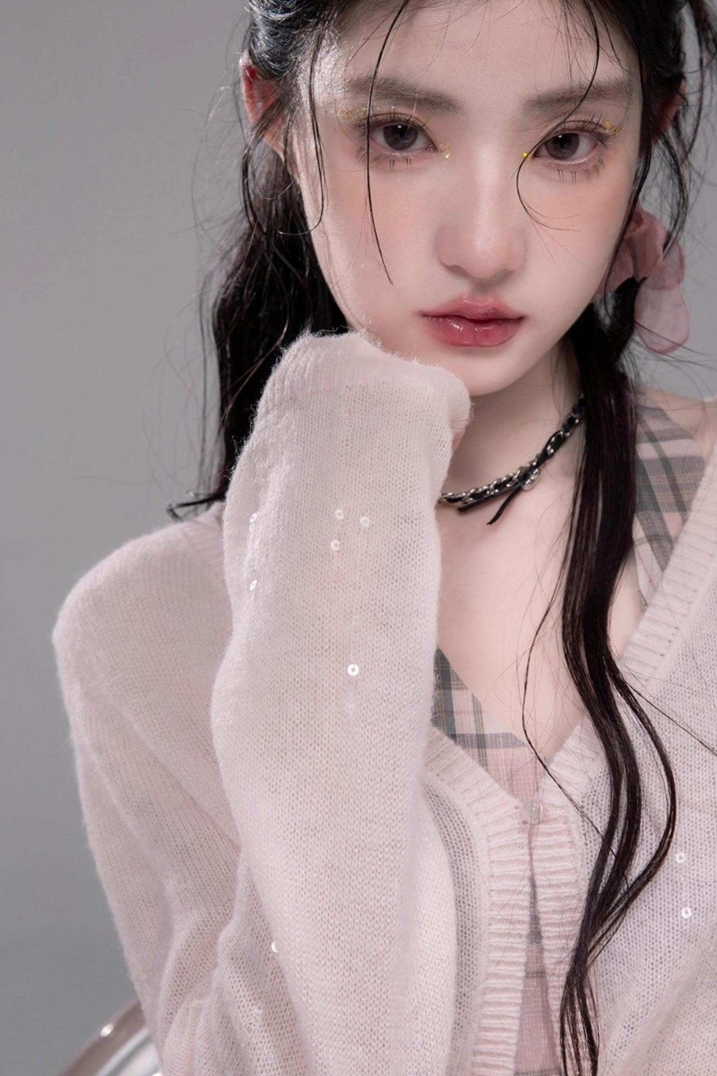 럭셔리 핑크 가디건