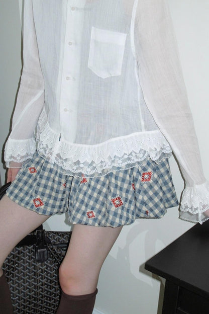 Vintage Doll Collar Lace White Shirt