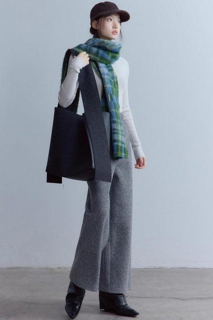 Sesame Plaid Wool Scarf