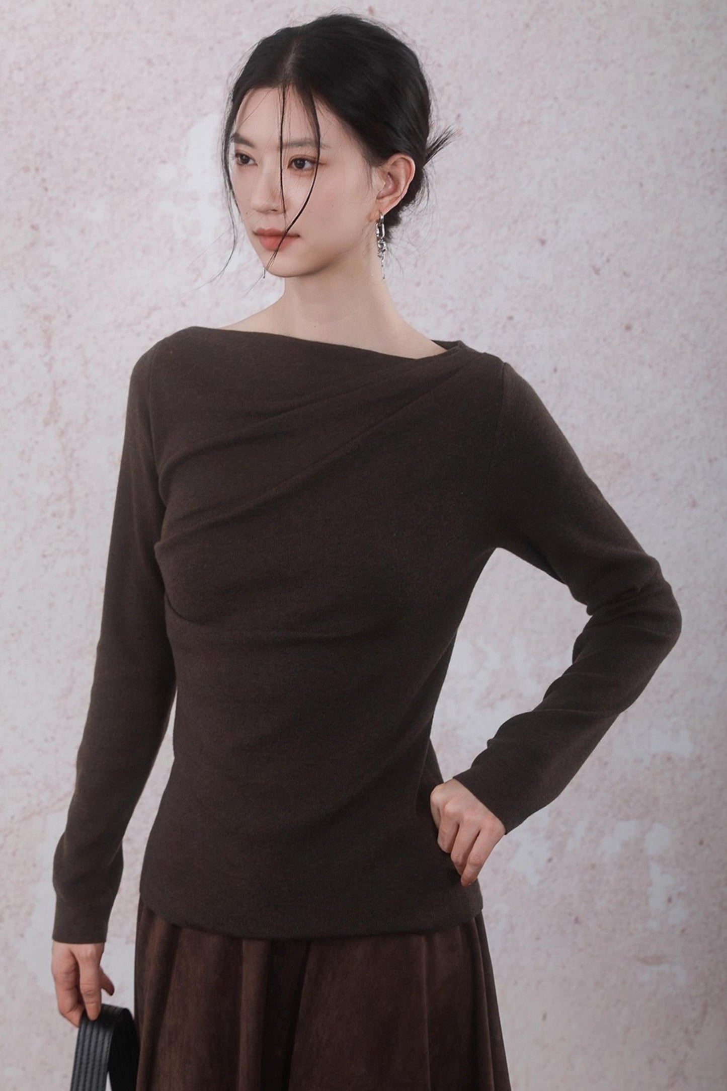 Tea Brown Pleated Sweater