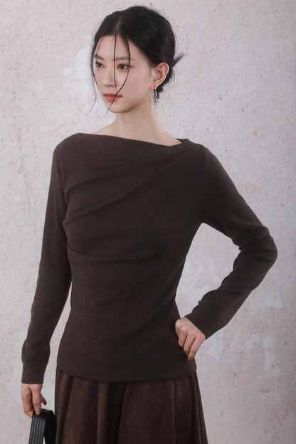 Tea Brown Pleated Sweater
