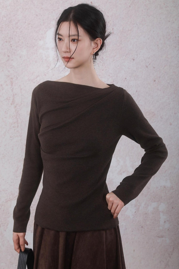 Tea Brown Pleated Sweater