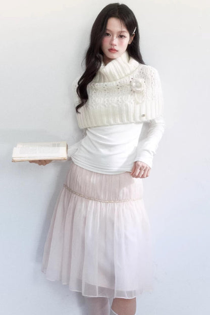 Pink Sheer Long Skirt