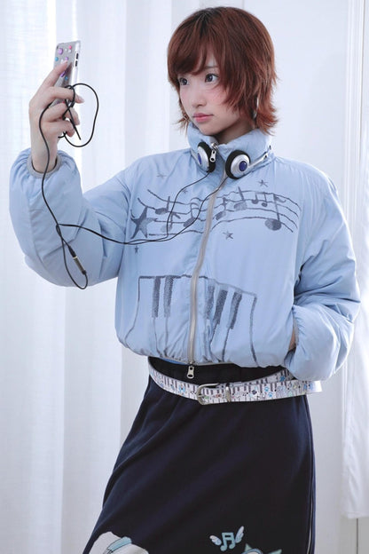 Dreamcore Blue Gray Reversible Padded Jacket