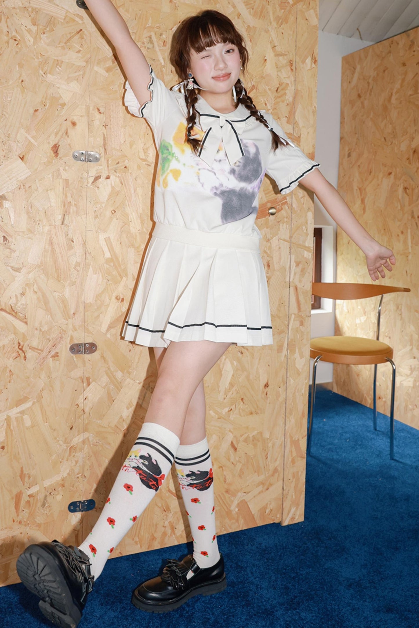 Kitten Print Sporty Style Suit Set-Up