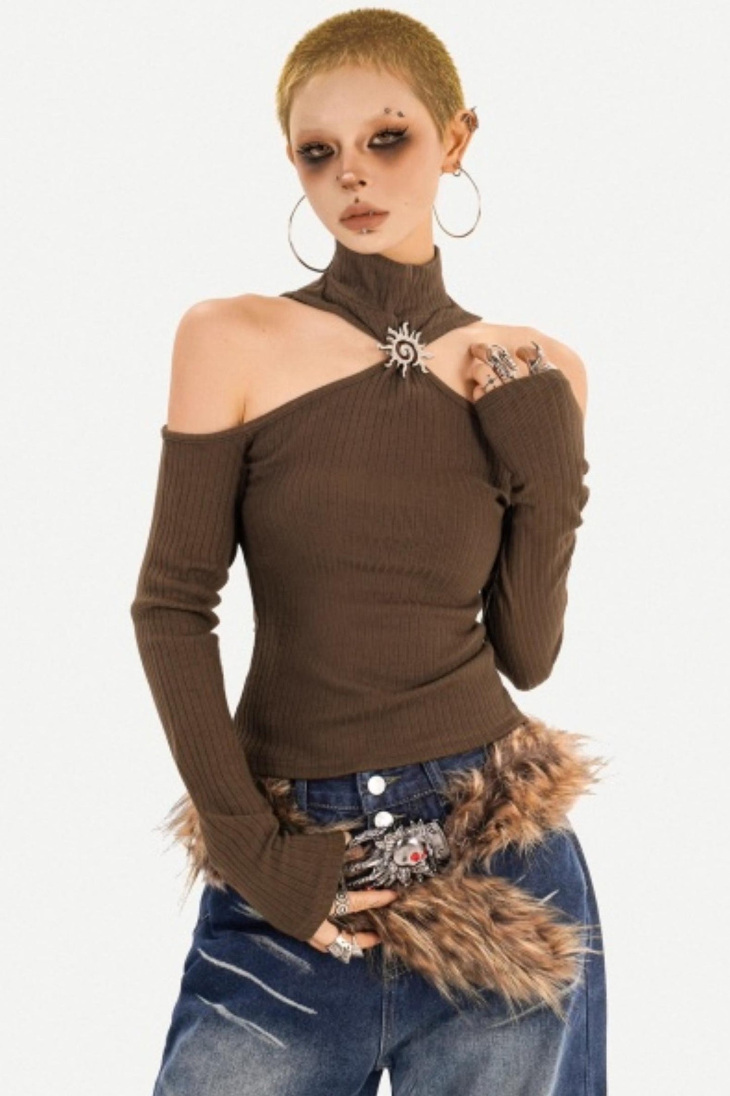 Retro Distressed Wide-Leg Jeans