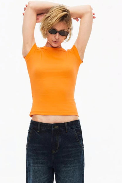 Vibrant orange lightweight summer top for casual daily wear
