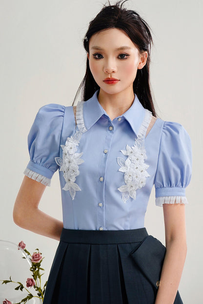 Floral Bubble Sleeve Top