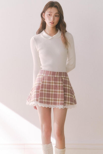 Vintage Plaid Lace Skirt Set-Up
