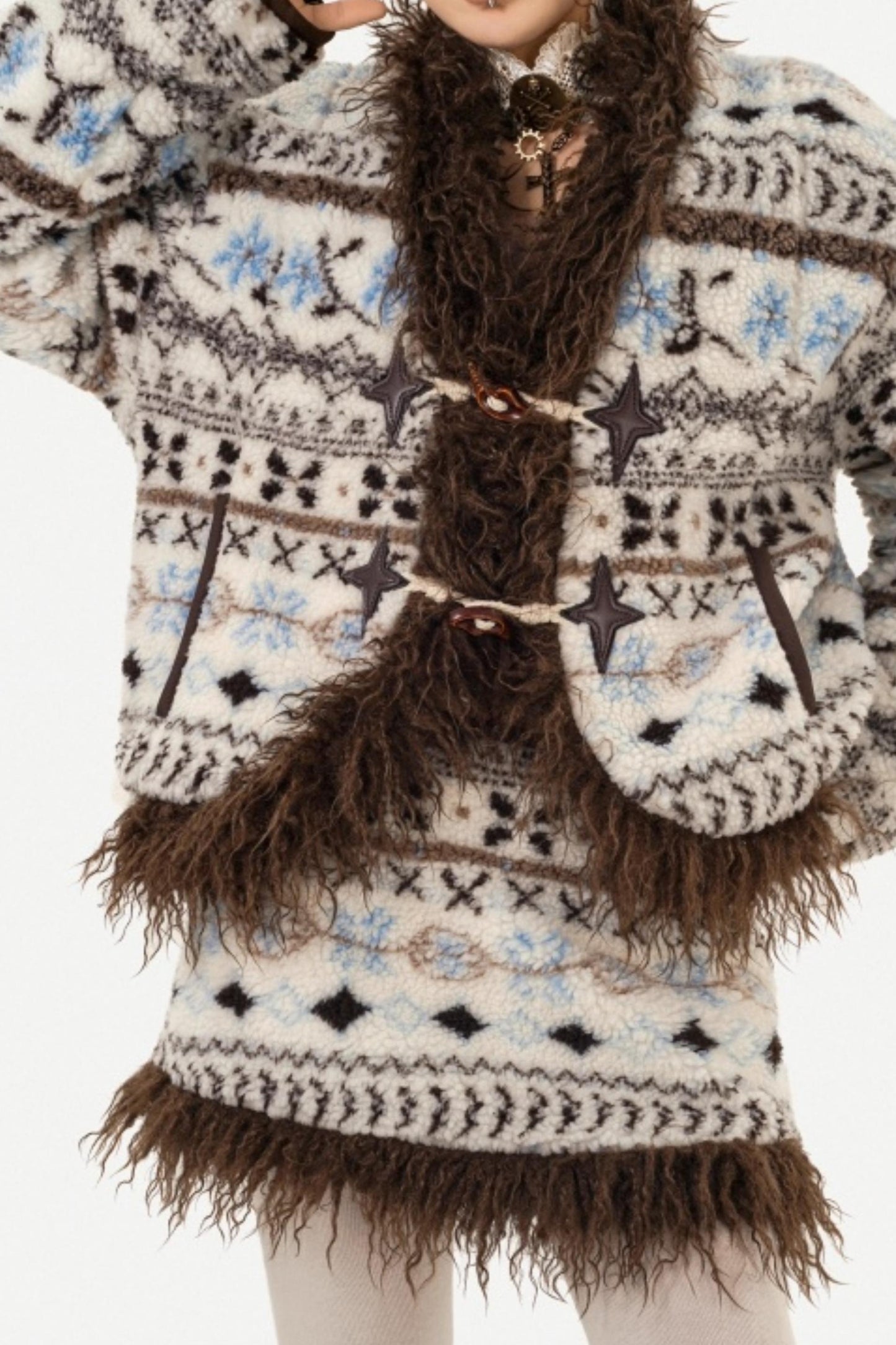 Fair Isle Lamb Wool Coat